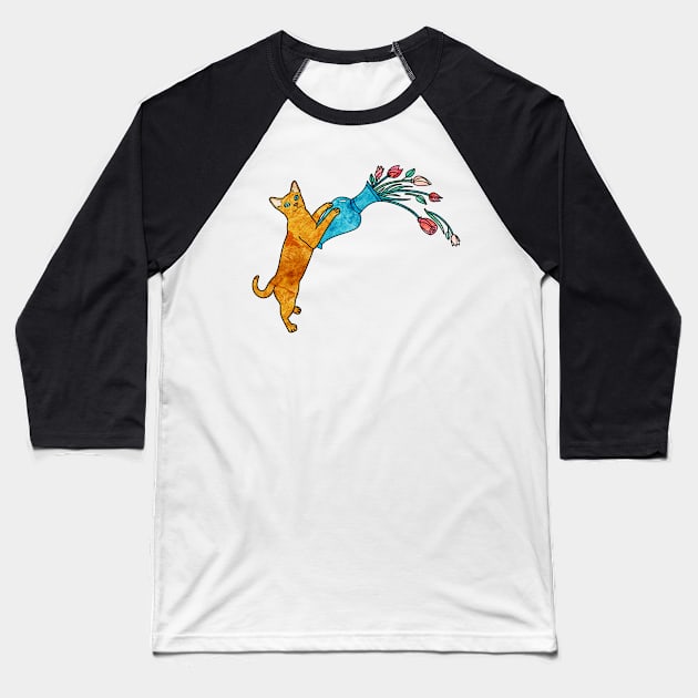 Abyssinian Cat Baseball T-Shirt by Kelly Louise Art